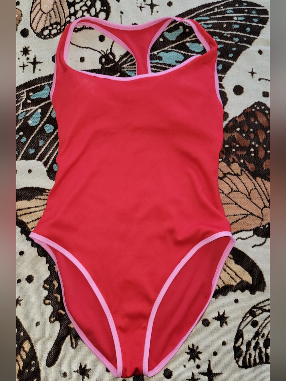 wild fable Red One-Piece Swimsuit with Pink Trim
